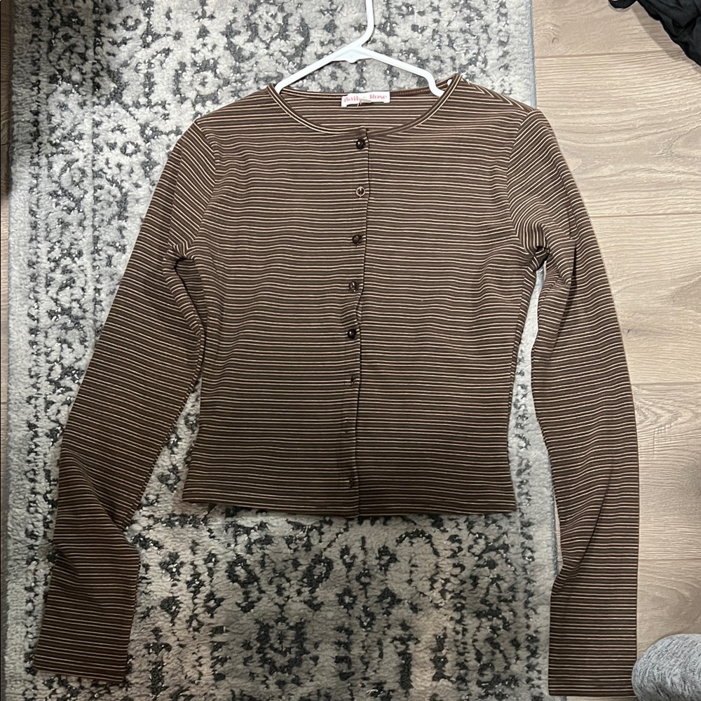 Brown Striped Women's cardigan